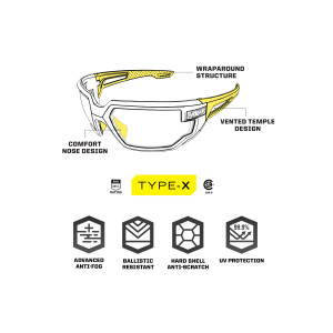Tactical Type-X | Black Frame | Clear Lens (Mechanix)